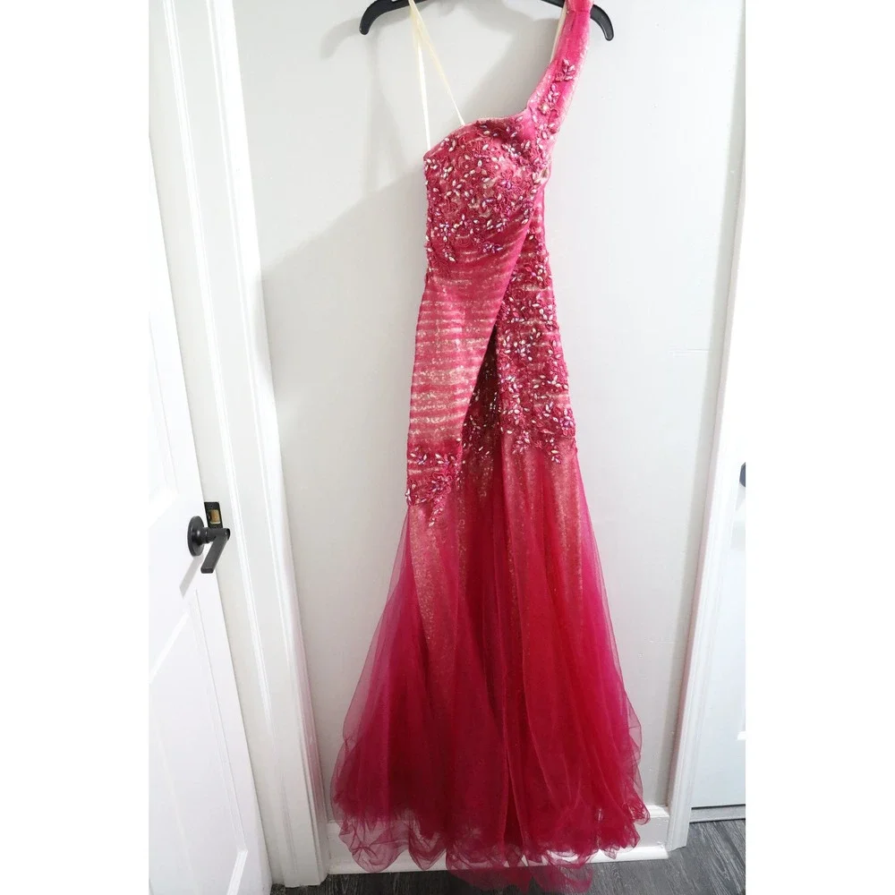 la femme pink sequin dress La Femme Long Hot Pink Sequin Prom Dress